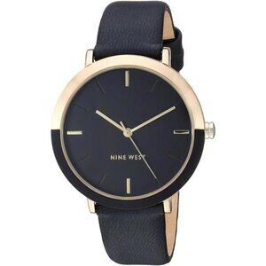 Women's Black Strap Watch Gold
